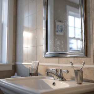 Cleaning toothpaste splatter from bathroom mirrors